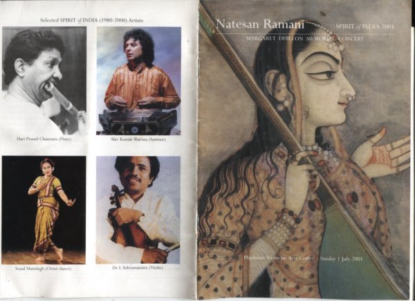 Image for NATESAN RAMANI : SPIRIT OF INDIA 2001. MARGARET DHILLON MEMORIAL CONCERT Playhouse Victorian Arts Centre Sunday July 1 2001